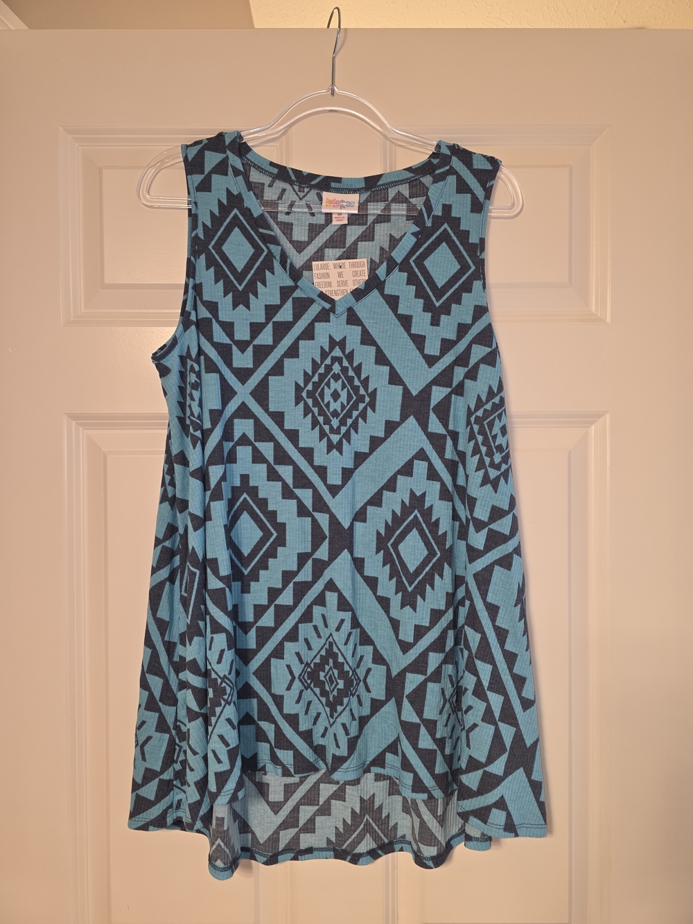 LuLaRoe KristinaTank NWT Teal and Black Geometric Retail$32